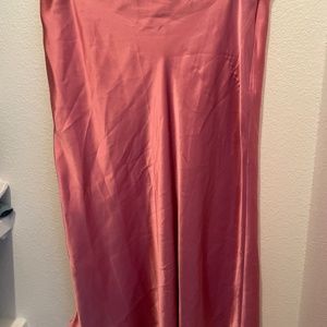 ZARA pink satin slip midi skirt